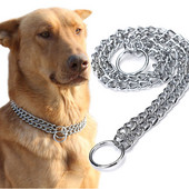 Obojok Slip P Chain s škrtiacou šnúrkou pre malé, stredné a veľké psy, odolný titánový výcvikový obojok, 2-radový, chrómový, nastaviteľný