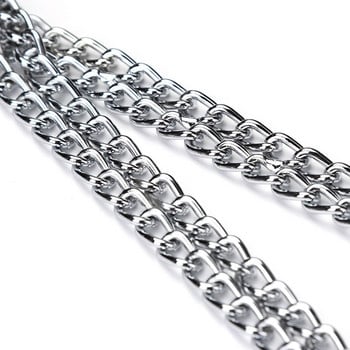 Slip P Chain Dog Choke Нашийник за малки средни големи кучета Тежкотоварни нашийници за обучение Titan 2 реда Хромирана регулируема яка за домашни любимци