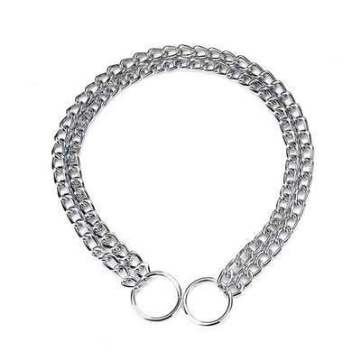 Obojok Slip P Chain s škrtiacou šnúrkou pre malé, stredné a veľké psy, odolný titánový výcvikový obojok, 2-radový, chrómový, nastaviteľný