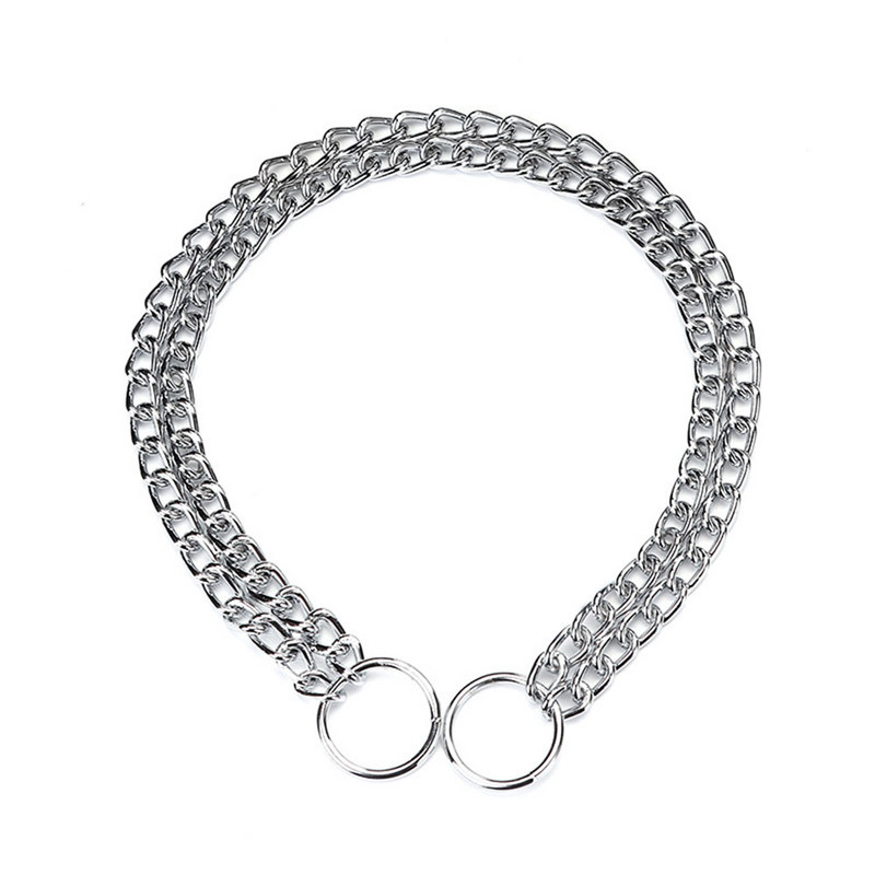 Obojok Slip P Chain s škrtiacou šnúrkou pre malé, stredné a veľké psy, odolný titánový výcvikový obojok, 2-radový, chrómový, nastaviteľný