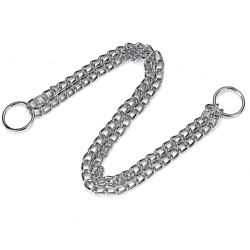 Obojok Slip P Chain s škrtiacou šnúrkou pre malé, stredné a veľké psy, odolný titánový výcvikový obojok, 2-radový, chrómový, nastaviteľný