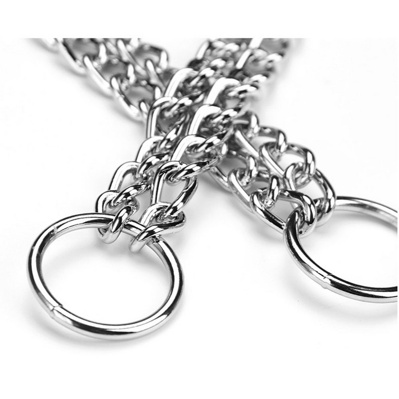 Obojok Slip P Chain s škrtiacou šnúrkou pre malé, stredné a veľké psy, odolný titánový výcvikový obojok, 2-radový, chrómový, nastaviteľný