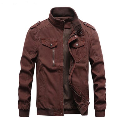 Brändi rõivad 2023 Military Tactical Teksad Jope Meeste vabaaja vintage soliidne krae Denim Bomber jakid Tänavarõivad Puuvill