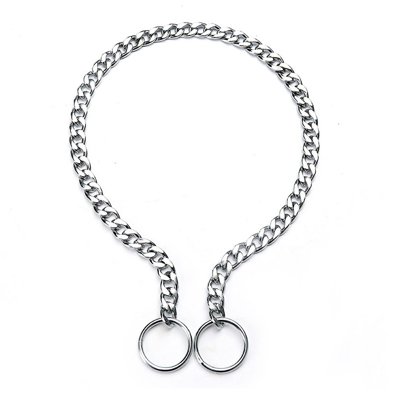 Sileda lameda disainiga koerte libisemiskett kaelarihm Kuuba lüli hõbedane kett koera krae roostevabast terasest kaelarihmad koertele lemmikloomatarbed