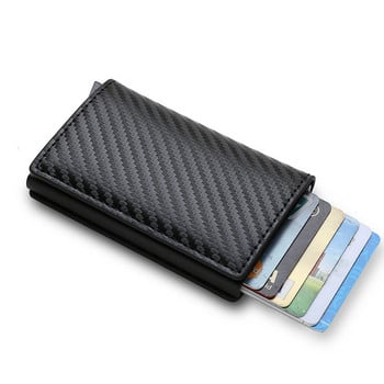 Портфейли с притежатели на карти от въглеродни влакна Мъжки RFID Black Magic Trifold Кожен тънък мини портфейл Малка чанта за пари Мъжки портмонета Портфейл Дамски