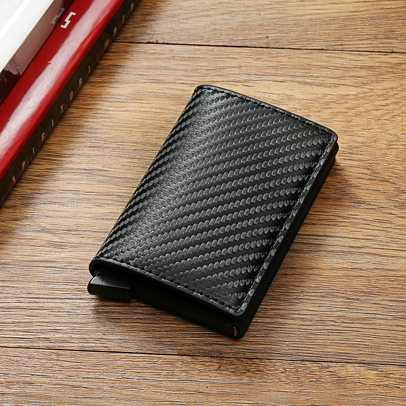 Peňaženka z uhlíkových vlákien, držiak na karty, pánska RFID čierna mágia, trojnásobná kožená tenká mini peňaženka, malá peňaženka, pánske kabelky, dámska peňaženka