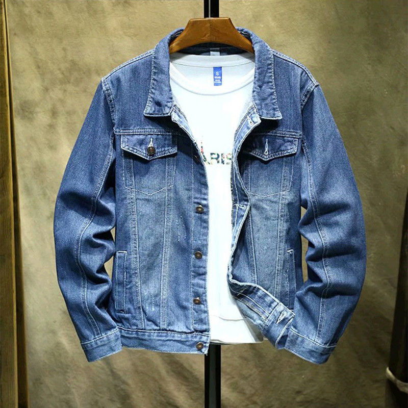 Jachetă de blugi pentru bărbați, cu guler răsturnat, jachetă de vânt subțire, vară, toamnă, ocazională, haină de jeans hip hop, îmbrăcăminte de stradă, jachete pentru bărbați 2022