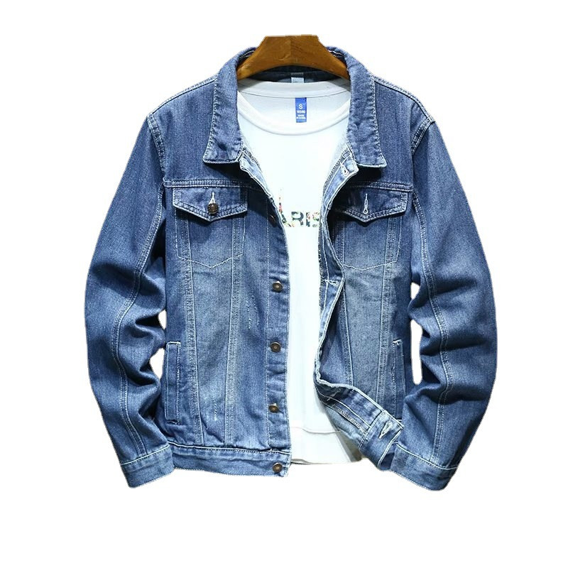 Jachetă de blugi pentru bărbați, cu guler răsturnat, jachetă de vânt subțire, vară, toamnă, ocazională, haină de jeans hip hop, îmbrăcăminte de stradă, jachete pentru bărbați 2022