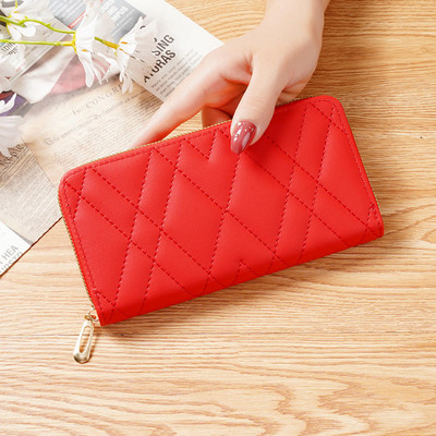 Naiste pikk rahakott Pu nahast kaardihoidja, suure mahutavusega Haspi tõmblukuga mündikott Mitmikkaartide korraldaja mobiiltelefoni käekott