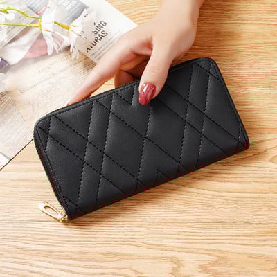 Naiste pikk rahakott Pu nahast kaardihoidja, suure mahutavusega Haspi tõmblukuga mündikott Mitmikkaartide korraldaja mobiiltelefoni käekott