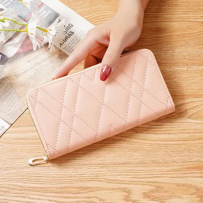 Naiste pikk rahakott Pu nahast kaardihoidja, suure mahutavusega Haspi tõmblukuga mündikott Mitmikkaartide korraldaja mobiiltelefoni käekott