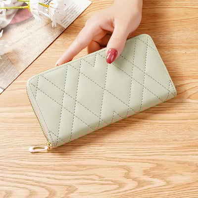 Naiste pikk rahakott Pu nahast kaardihoidja, suure mahutavusega Haspi tõmblukuga mündikott Mitmikkaartide korraldaja mobiiltelefoni käekott