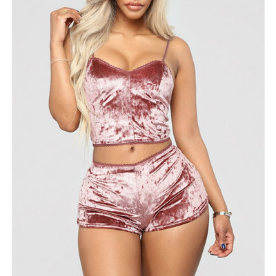 Mood naised 2tk sametist magamisriided Seksikad spagetirihmad sametpüksid pidžaamakomplekt Naiste magamisriided naiste pidžaama peokomplekt