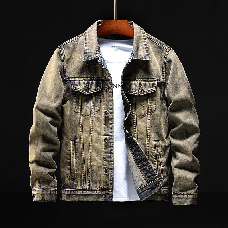 Pánske bavlnené džínsové bundy v čínskom štýle s vyšívaným vintage žeriavom, streetwear, ležérne, štíhle, hip hopové džínsové bundy, kabát, veľkosť 5XL, 6XL
