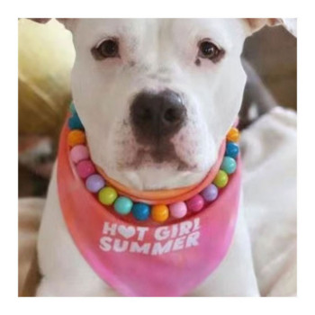 Домашен любимец куче бонбони цвят перлена огърлица яка украшение за женско куче котка малък среден домашен любимец кученце плюшено бижута аксесоари