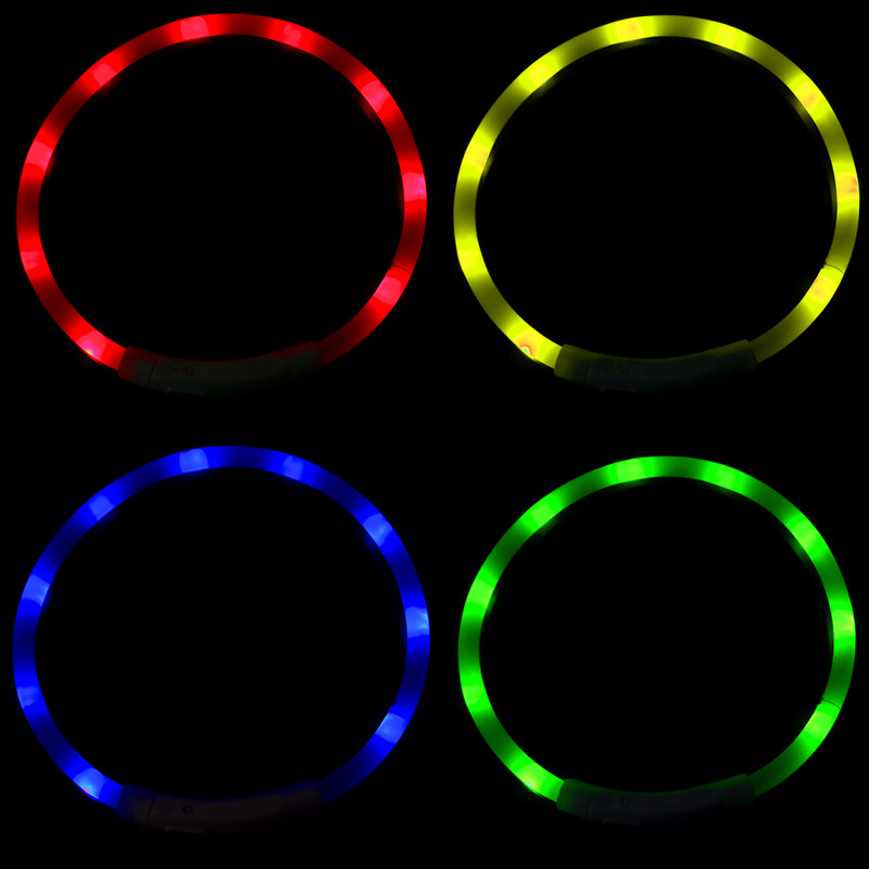 Guler de câine USB cu Led Guler de câine pentru animale de companie Guler de câine de noapte, strălucitor, luminos, reîncărcabil, cu LED-uri de siguranță pentru noapte, strălucire intermitentă