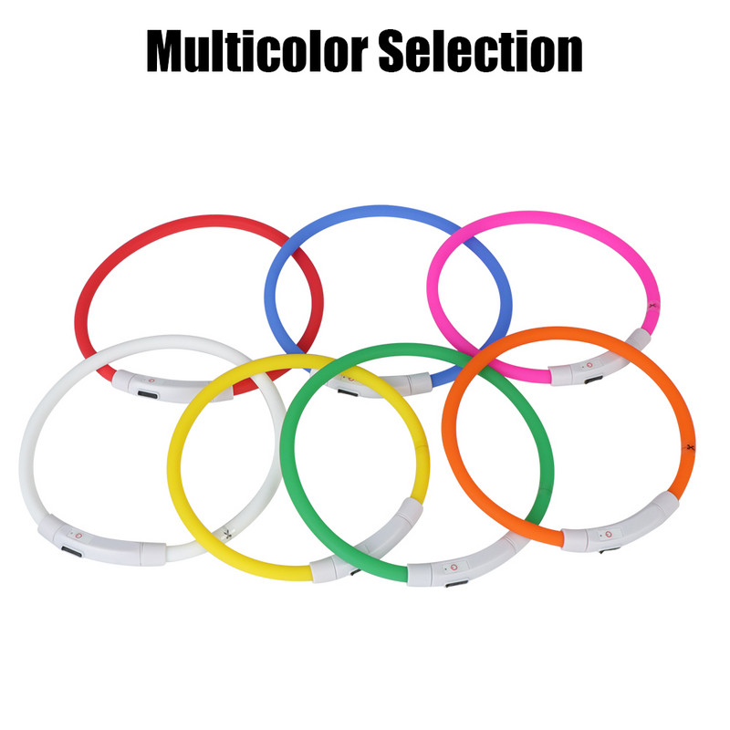 Guler de câine USB cu Led Guler de câine pentru animale de companie Guler de câine de noapte, strălucitor, luminos, reîncărcabil, cu LED-uri de siguranță pentru noapte, strălucire intermitentă