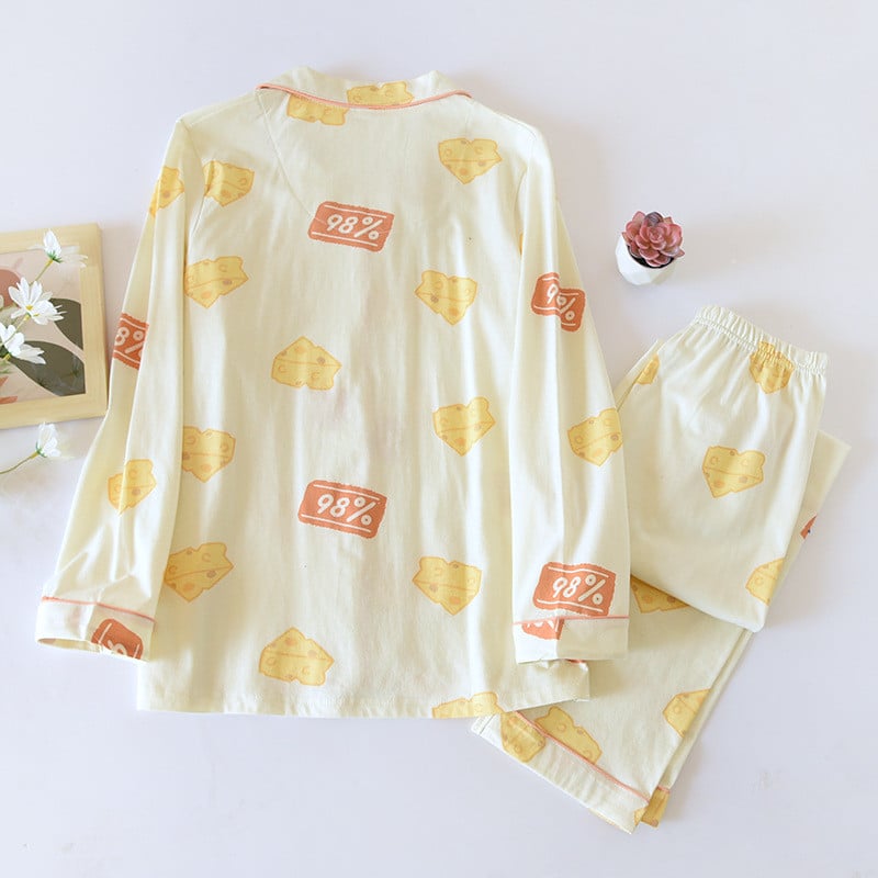 Uued kevadised ja sügisesed naiste pidžaamad, pikkade varrukatega püksid, kaheosalised 100% puuvillane kootud kardigan koduteeninduse ülikond, suur suurus
