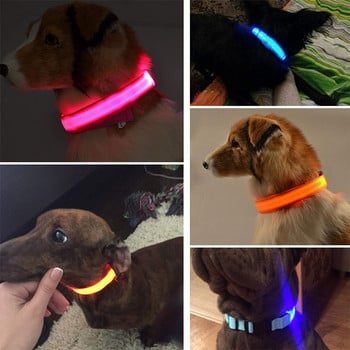 LED светещи нашийници за кучета Акумулаторна водоустойчива светеща нашийник Регулируема нашийник за нощни светлини за кучета Колие за безопасност на домашни кучета