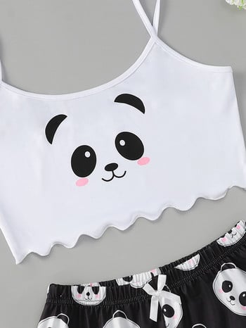 Σετ πιτζάμες Panda Print Summer Sexy Sleepwear Πυτζάμες Γυναικείες Γλυκιές απαλές άνετες 2 τεμαχίων Σπίτι Σαλόνι Εσώρουχα