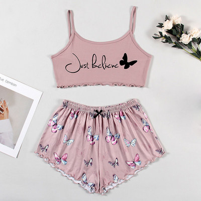 Set de pijamale cu imprimeu panda pijamale de vară sexy pijamale femei dulci, moale, confortabile, costum acasă, 2 piese, lenjerie