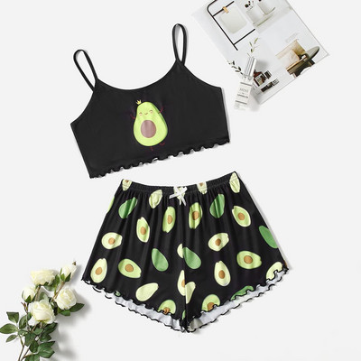 Set de pijamale cu imprimeu panda pijamale de vară sexy pijamale femei dulci, moale, confortabile, costum acasă, 2 piese, lenjerie