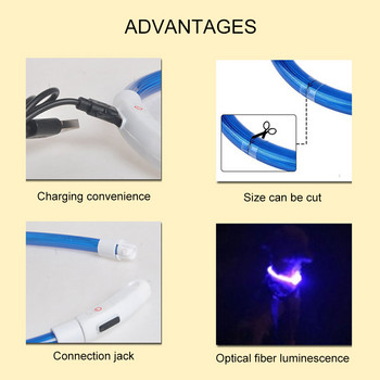 Κολάρο Led Dog Φωτεινό κολάρο Usb Cat Dog 3 Modes Led Light Glowing Light Prevention Loss Collar LED για σκύλους Αξεσουάρ για σκύλους κατοικίδιων