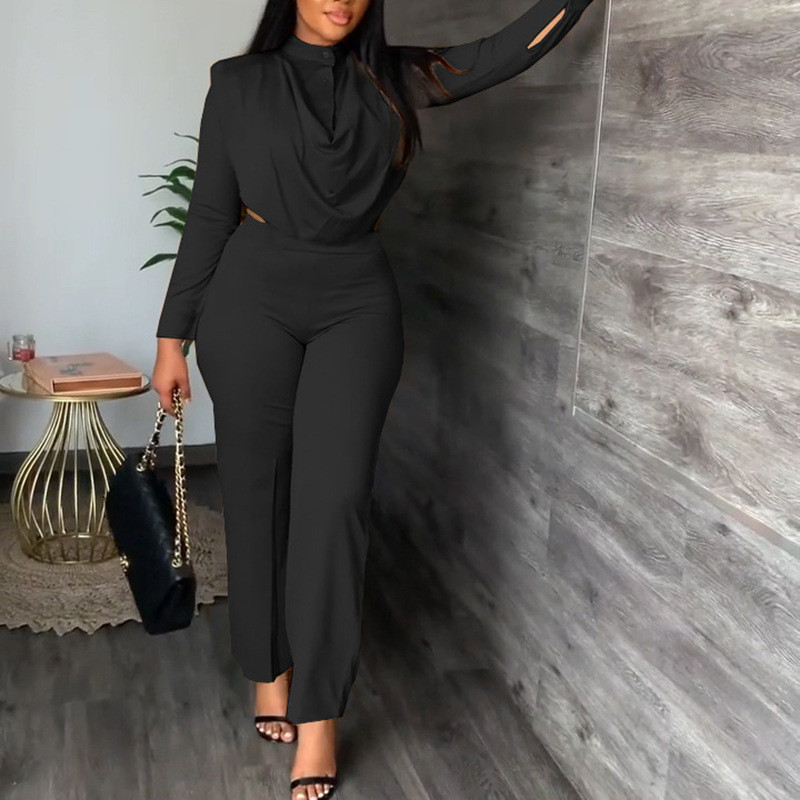 Dámske dvojdielne sety s dlhým rukávom, veľkosť XS, veľkosť S, elegantná kvetinová potlač, široké nohavice, streetwear