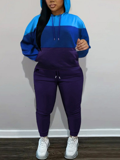 LW BASICS Set de două piese mărime Plus Set de trening cu snur cu buzunar cangur Toamnă iarnă Set de 2 buc.