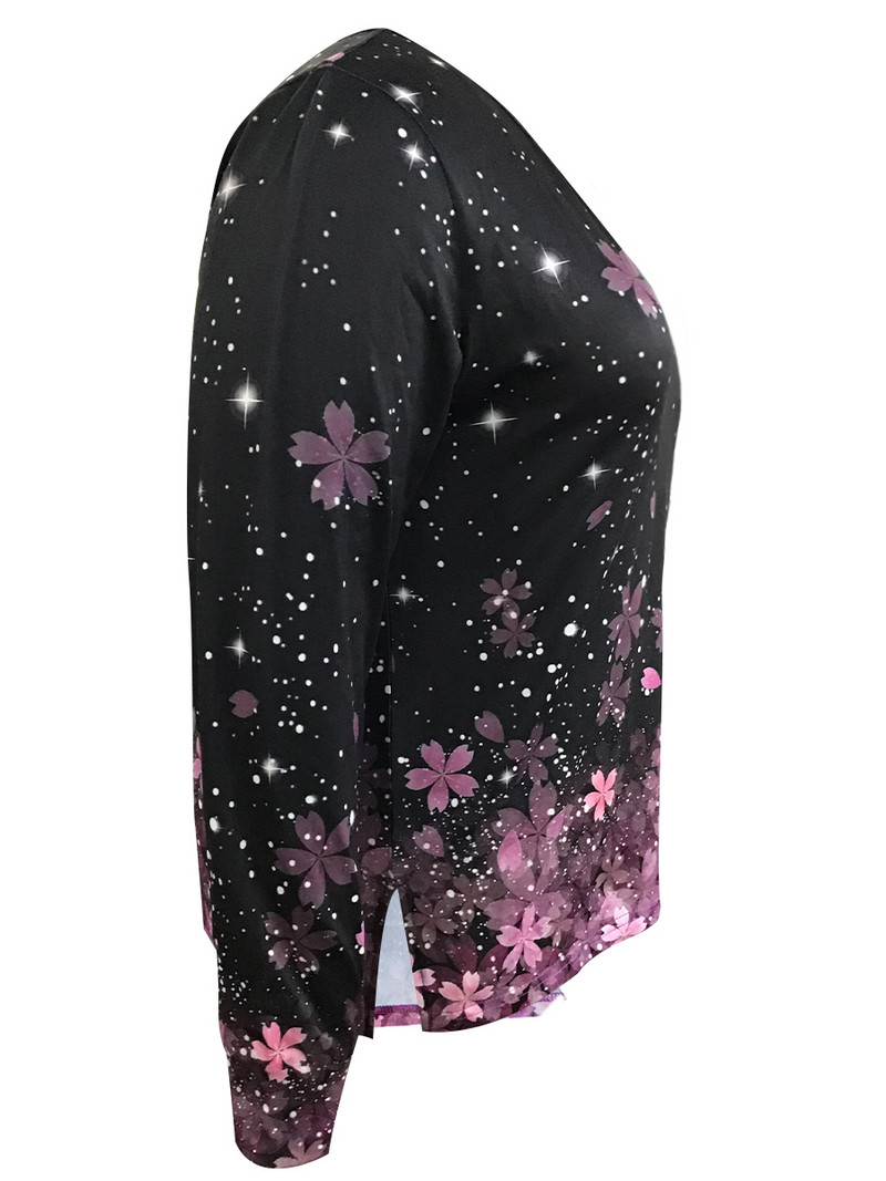 Dámske nohavice LW Plus Size s dlhým rukávom a vintage bodkovanou potlačou, kvetinovou potlačou, bežnej veľkosti, jeseň a zima, plus veľkosť