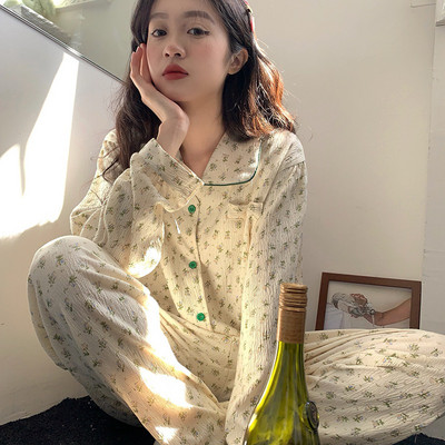 Γυναικείες Πυτζάμες Νέα Φθινοπωρινή Ανοιξιάτικη Μακρυμάνικη Σετ Πυτζάμες Ριγέ καρτούν πιτζάμα Γυναικεία Σπίτι Νυχτικά Σετ Ζακέτα