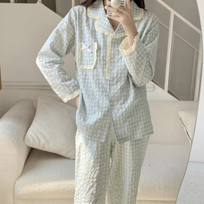 Γυναικείες Πυτζάμες Νέα Φθινοπωρινή Ανοιξιάτικη Μακρυμάνικη Σετ Πυτζάμες Ριγέ καρτούν πιτζάμα Γυναικεία Σπίτι Νυχτικά Σετ Ζακέτα