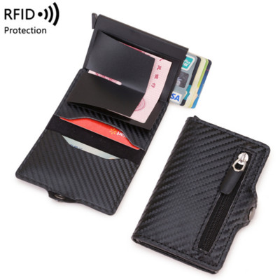 Szénszálas Rfid blokkoló védelem Férfi Id Hitelkártya tartó Pénztárca Bőr Fém Üzleti Bank hitelkártya kártyatartó tok