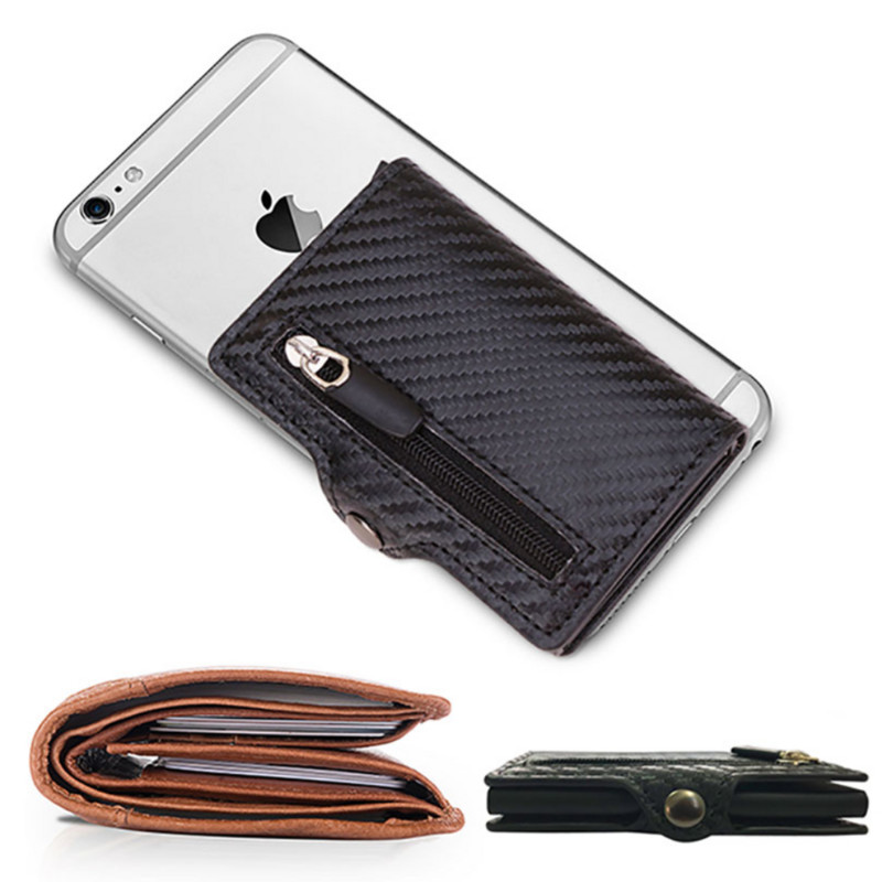 Süsinikkiust Rfid-blokeerimise kaitse Meeste ID krediitkaardihoidja Rahakott Nahk Metall Äripanga krediitkaardi kaardihoidja ümbris