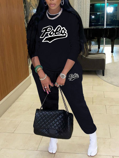 LW Plus Size Γυναικεία αθλητική φόρμα δύο τεμαχίων Letter print Σετ παντελόνι πουλόβερ Φούτερ Γυναικεία τζόκινγκ γυναικεία ρούχα Αθλητικό σουί