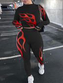 LW Plus Size Winter Women Sport Fitness 2 Σετ δύο τεμαχίων μακρυμάνικο τοπ Μπλουζάκι Κολάν Παντελόνι Σετ Bodycon Γυναικείες φόρμες