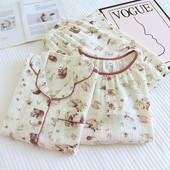 Talvised naiste pidžaamad, 100% puuvillased suures suuruses pidžaamad Loomade džunglitrükk Kodumajapidamises Naiste pidžaamad Puhkeriided Sügisene magamisriided