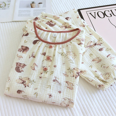 Talvised naiste pidžaamad, 100% puuvillased suures suuruses pidžaamad Loomade džunglitrükk Kodumajapidamises Naiste pidžaamad Puhkeriided Sügisene magamisriided