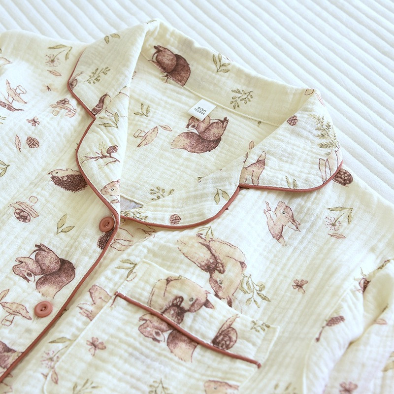 Talvised naiste pidžaamad, 100% puuvillased suures suuruses pidžaamad Loomade džunglitrükk Kodumajapidamises Naiste pidžaamad Puhkeriided Sügisene magamisriided