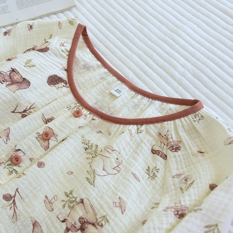 Talvised naiste pidžaamad, 100% puuvillased suures suuruses pidžaamad Loomade džunglitrükk Kodumajapidamises Naiste pidžaamad Puhkeriided Sügisene magamisriided