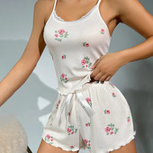 Naiste seksikas 2-osaline pidžaamakomplekt Deep V kaelusega pidžaamapükste komplekt Pehme pidžaamaülikond magamisriided naistele Seksikas pidžaamaülikond Koduriided