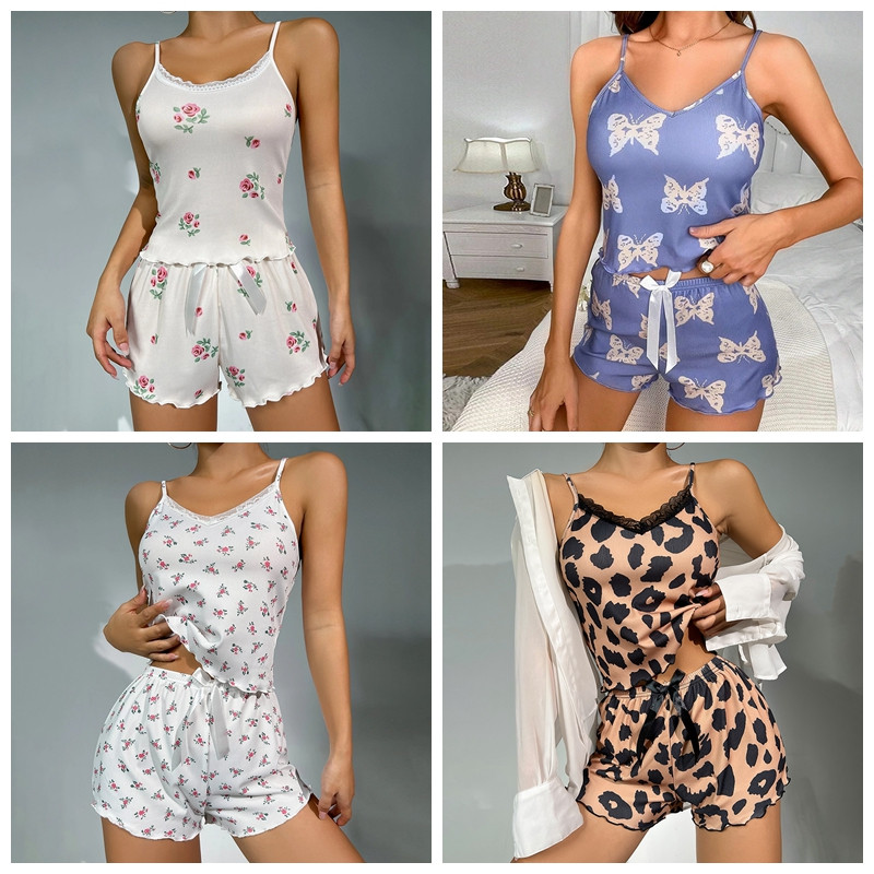 Naiste seksikas 2-osaline pidžaamakomplekt Deep V kaelusega pidžaamapükste komplekt Pehme pidžaamaülikond magamisriided naistele Seksikas pidžaamaülikond Koduriided