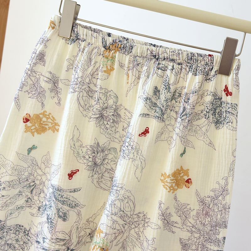 100% pamut géz női pizsama hálóruha, női 2 részes készlet