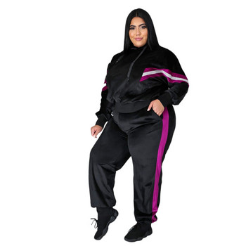 Velvet Trendy Plus Size Γυναικεία Ρούχα Φούτερ Μόδα Μπλούζες με κουκούλα Casual παντελόνια συνονθύλευμα Sexy Two Piece σετ Χονδρική