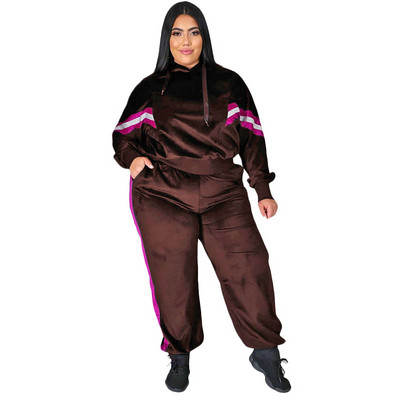 Velvet Trendikas suures suuruses naiste riided dressid Moodsad kapuutsiga topid vabaaja püksid lapitööd Seksikad kaheosalised komplektid hulgimüük