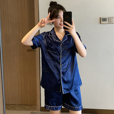 Νέες Πυτζάμες Γυναικείες Σαλόνια Σατέν Μονόχρωμα Σετ Πυτζάμες Γυναικεία 2 τεμάχια Μακρυμάνικα Πυτζάμες Γυναικεία Στολή για Σπίτι