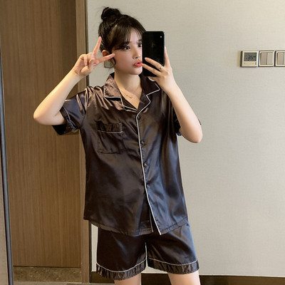 Νέες Πυτζάμες Γυναικείες Σαλόνια Σατέν Μονόχρωμα Σετ Πυτζάμες Γυναικεία 2 τεμάχια Μακρυμάνικα Πυτζάμες Γυναικεία Στολή για Σπίτι