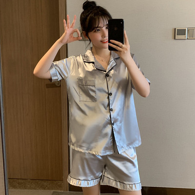 Νέες Πυτζάμες Γυναικείες Σαλόνια Σατέν Μονόχρωμα Σετ Πυτζάμες Γυναικεία 2 τεμάχια Μακρυμάνικα Πυτζάμες Γυναικεία Στολή για Σπίτι