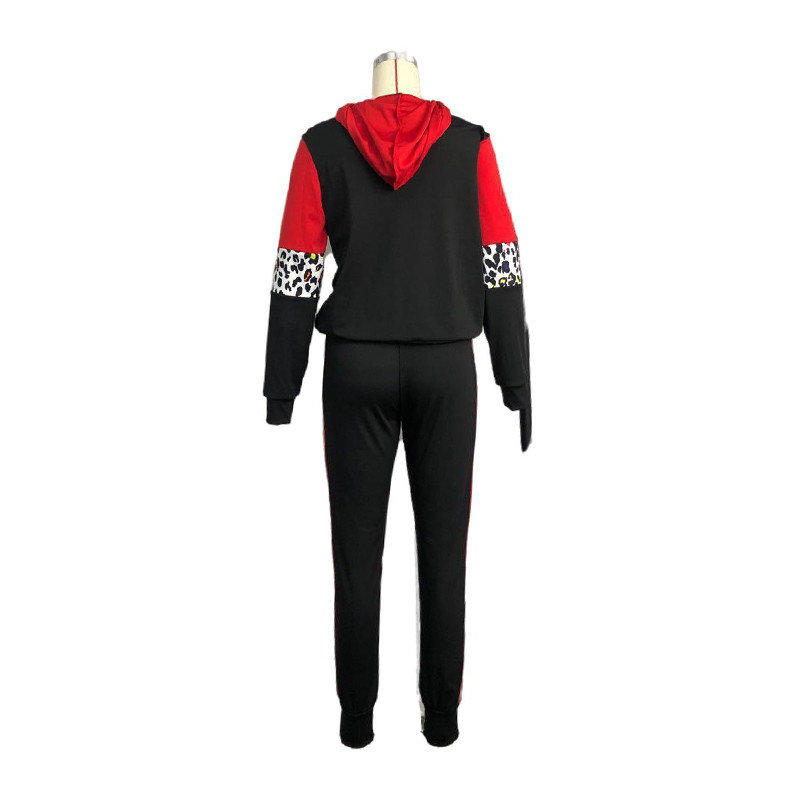 Σετ σε μεγάλο μέγεθος Γυναικεία λεοπάρ μακρυμάνικη κουκούλα και παντελόνι Γυναικεία κοστούμια τζόκινγκ Αθλητική φόρμα αθλητικής φόρμας Dropshipping Χονδρική