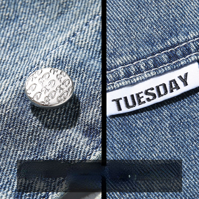 Jachetă de blugi pentru bărbați, modele geometrice, jachete din denim, toamnă, noua modă japoneză, cu guler pătrat, jachetă casual